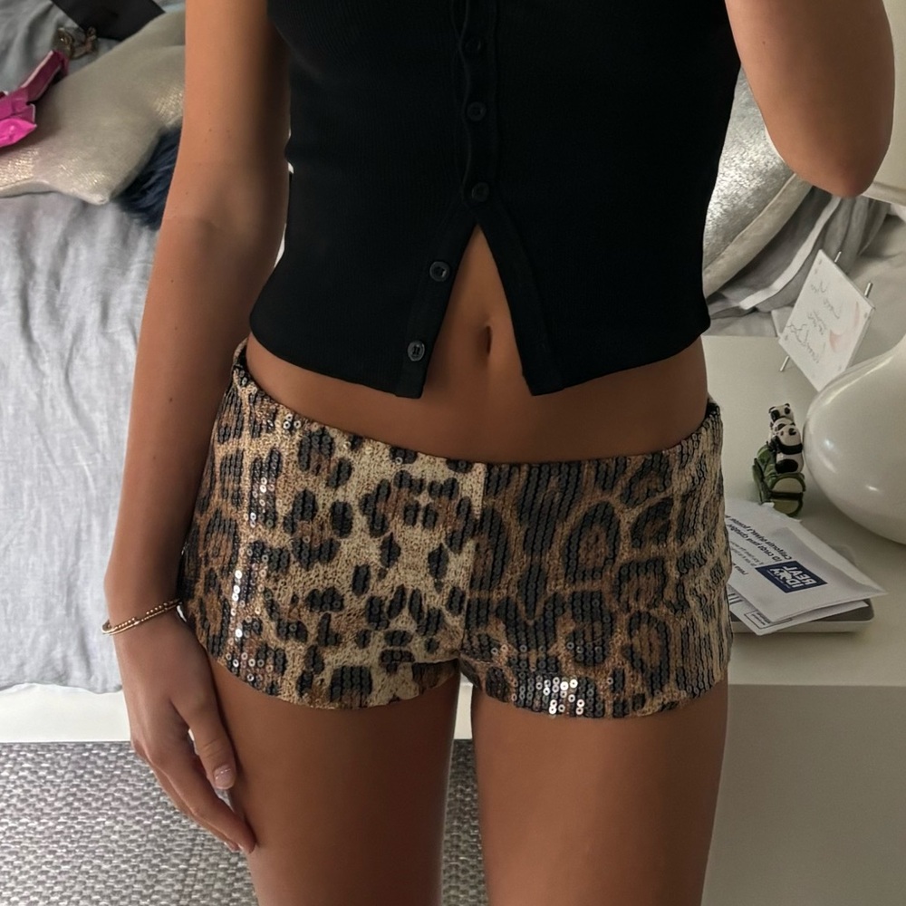 Cheetah Sequin Mini Shorts